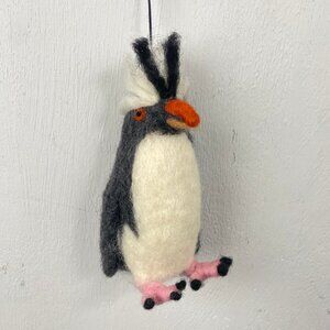 Christmas Ornament Penguin King Handmade Wool Felt NWT Made in Guatemala